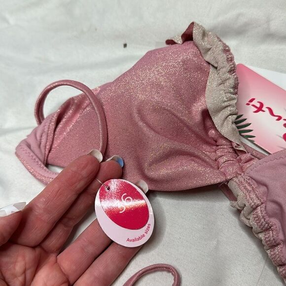 Penti Pink Shimmer Ruffle String Bikini. New. Size 36 top and size 40 bottom. - Picture 14 of 14